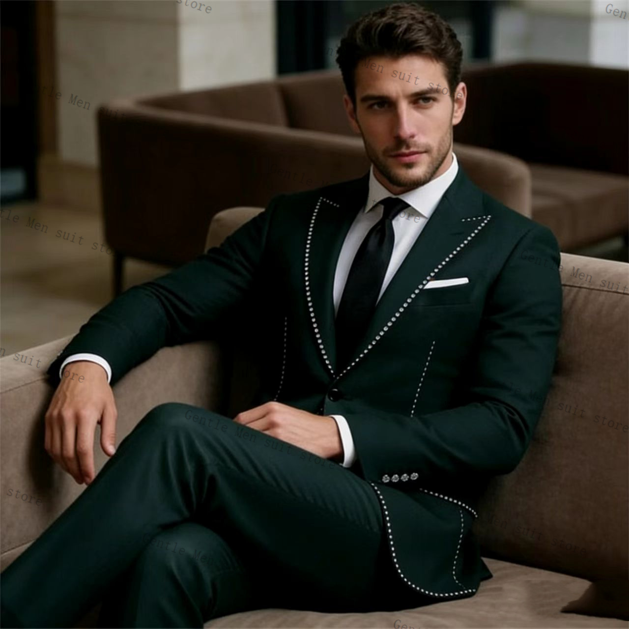 Crystals Luxury Green Men Suit - Men Formal Wear Green ulasan dan harga