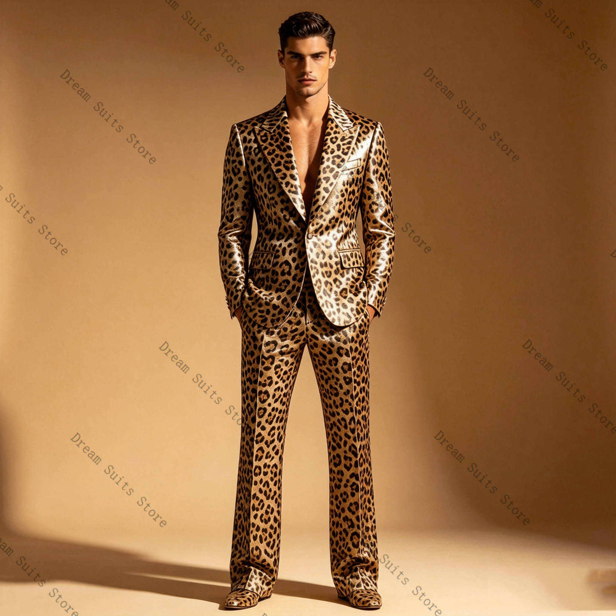 Leopard Print Men Suit Set 2 P - Men Formal Wear With Coat ulasan dan harga