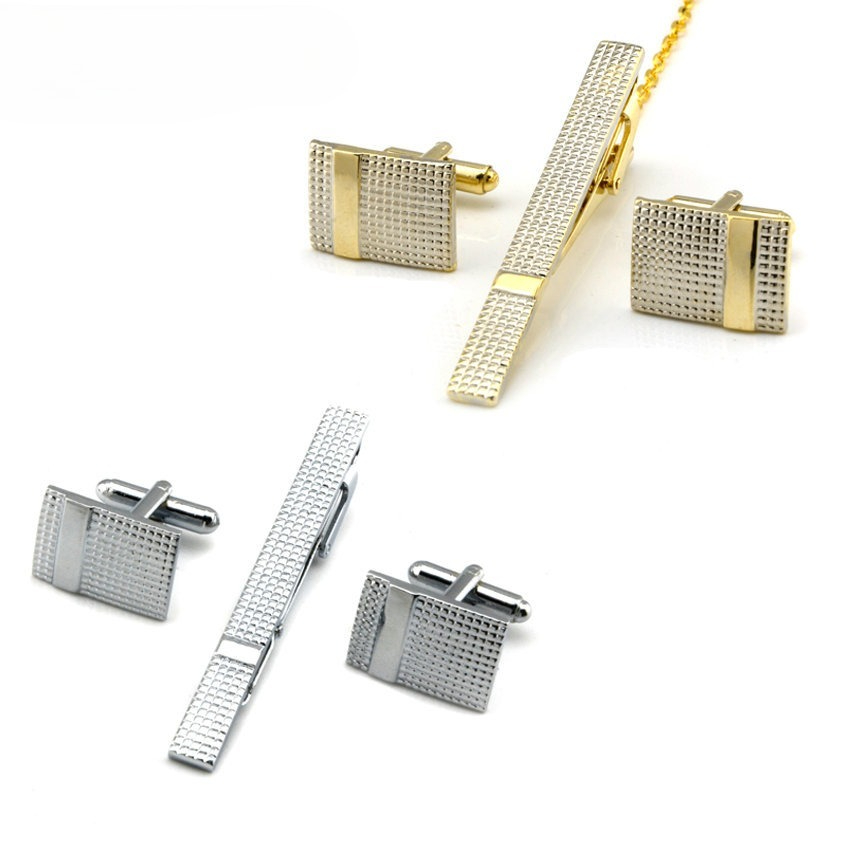 A Set Men's Tie Clip Cufflinks - Mens Formal Look ulasan dan harga